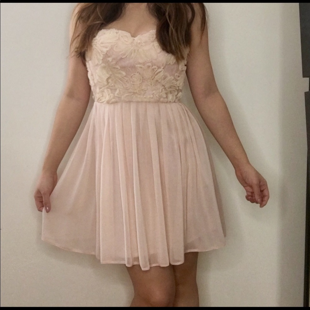 Pink/ Beige Strapless Dress